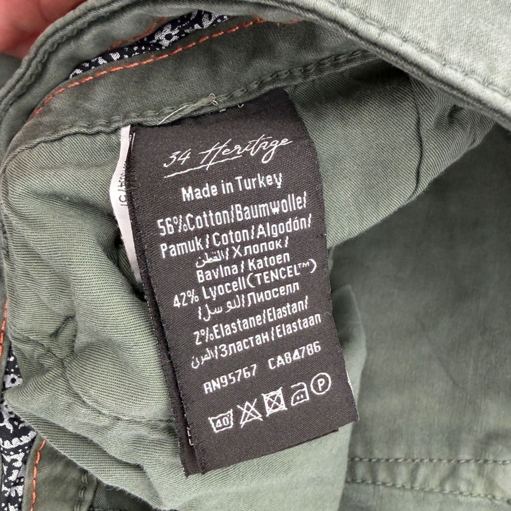 34 Heritage Mens 36x28 Charisma Comfort Straight Leg Pants Olive Green Chino - Picture 7 of 12